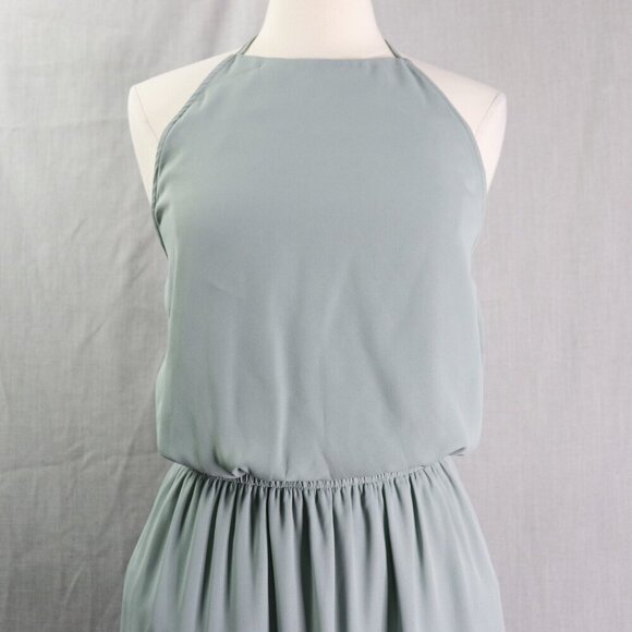 Show Me Your Mumu Heather Halter Gown | XX-Large Silver Sage Green Maxi Dress - Picture 5 of 16